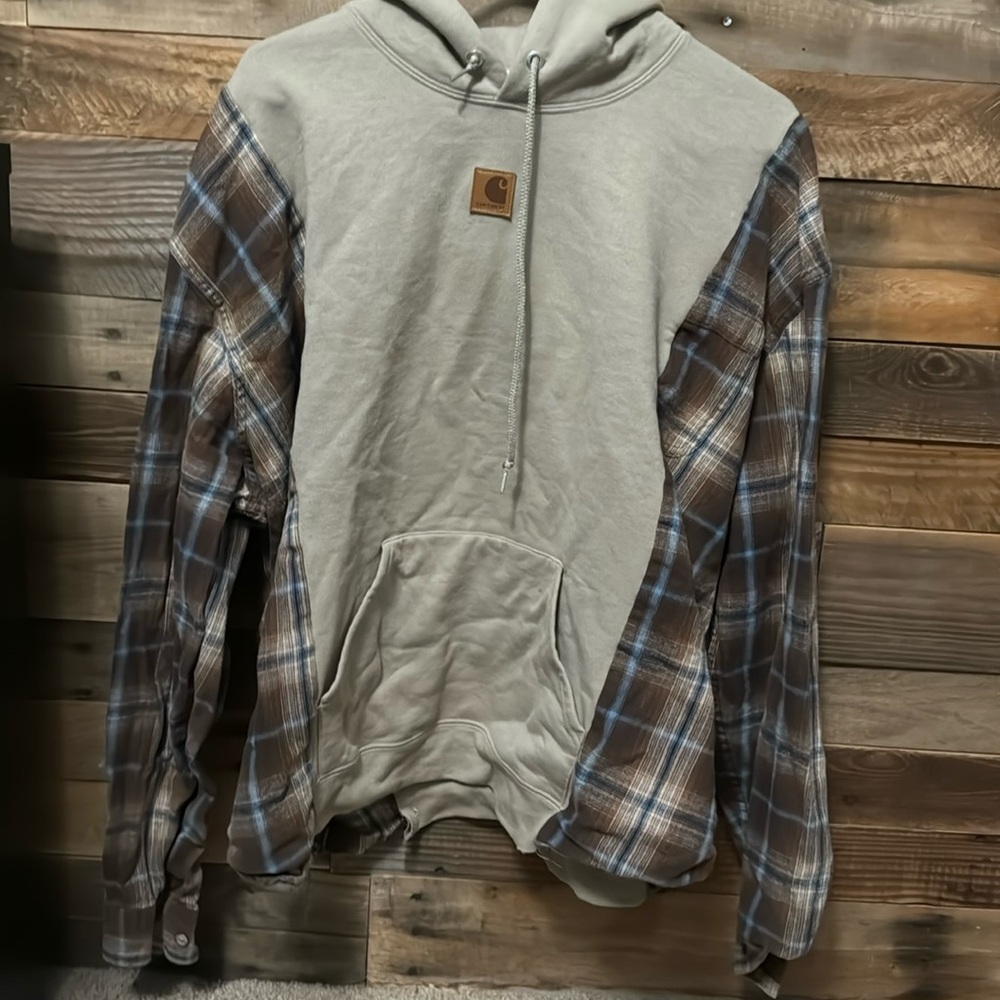 Reconstructed flannel hoodie
